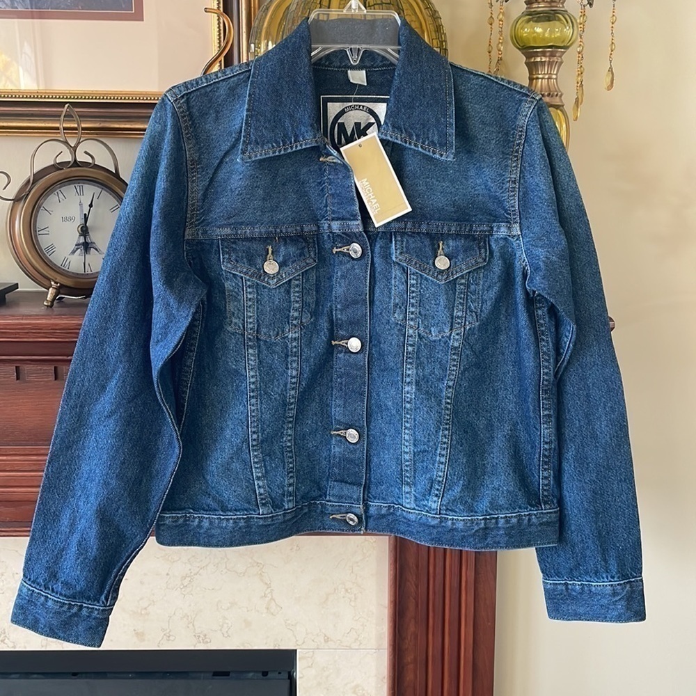 Brand New Michael Kors Admiral Blue Denim Button Up Jean Jacket - Picture 16 of 16